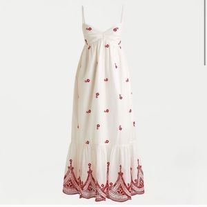 J crew embroidered beach cotton voile maxi dress M